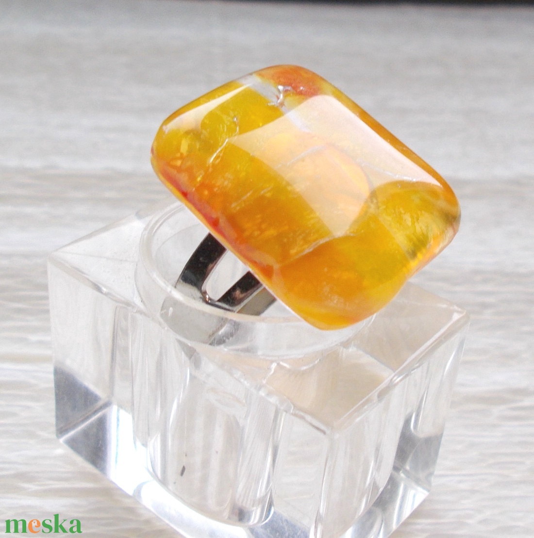 Trópusi nyár, üveg gyűrű,  ajándék nőknek névnapra, születésnapra. - ékszer - gyűrű - statement gyűrű - Meska.hu