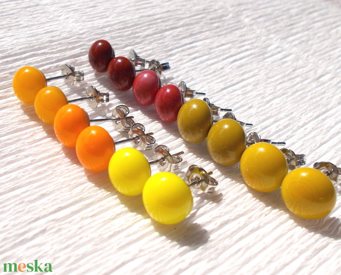 Őszi árnyalatok,  fülbevaló csomag, darabonként is megvásárolhatók. - ékszer - fülbevaló - pötty fülbevaló - Meska.hu