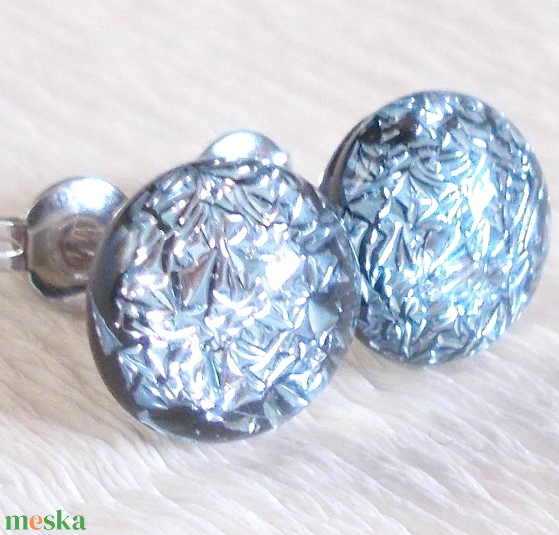 NEMESACÉL! Exkluzív ezüst üveg fülbevaló  , ajándék  névnapra, születésnapra. - ékszer - fülbevaló - pötty fülbevaló - Meska.hu