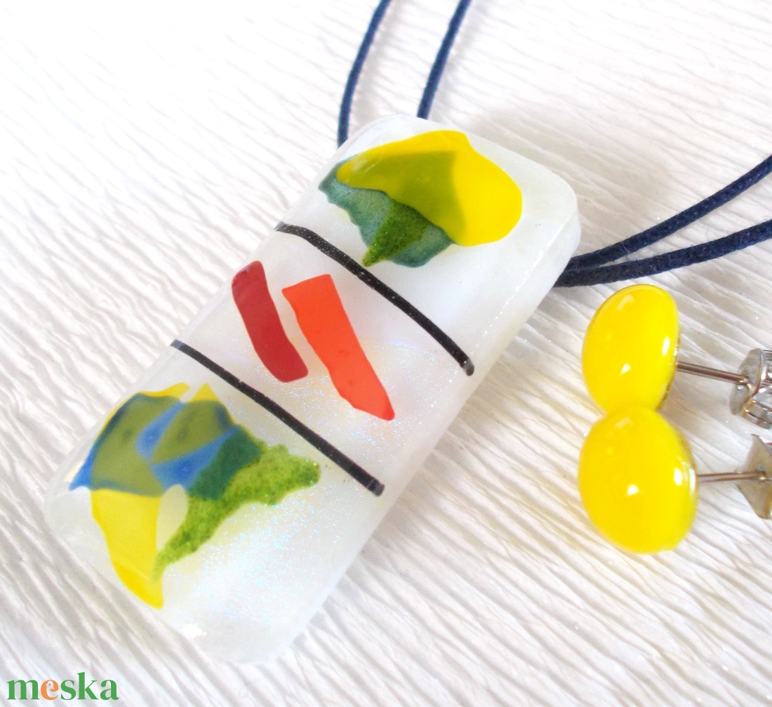 Színek és vonalak ékszerszett, ajándék nőknek, lányoknak, ballagásra, névnapra, születésnapra. - ékszer - ékszerszett - Meska.hu