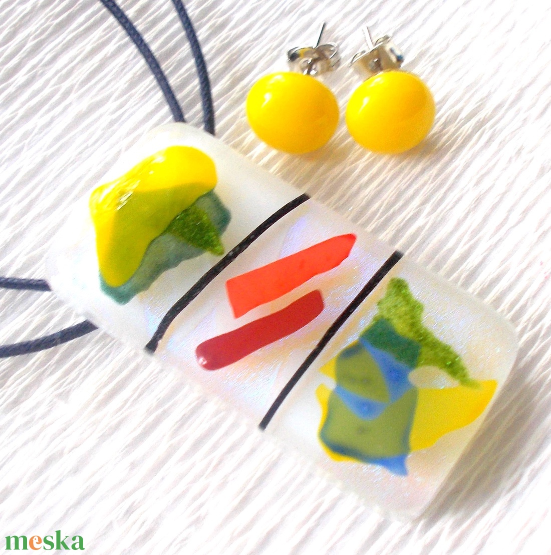 Színek és vonalak ékszerszett, ajándék nőknek, lányoknak, ballagásra, névnapra, születésnapra. - ékszer - ékszerszett - Meska.hu