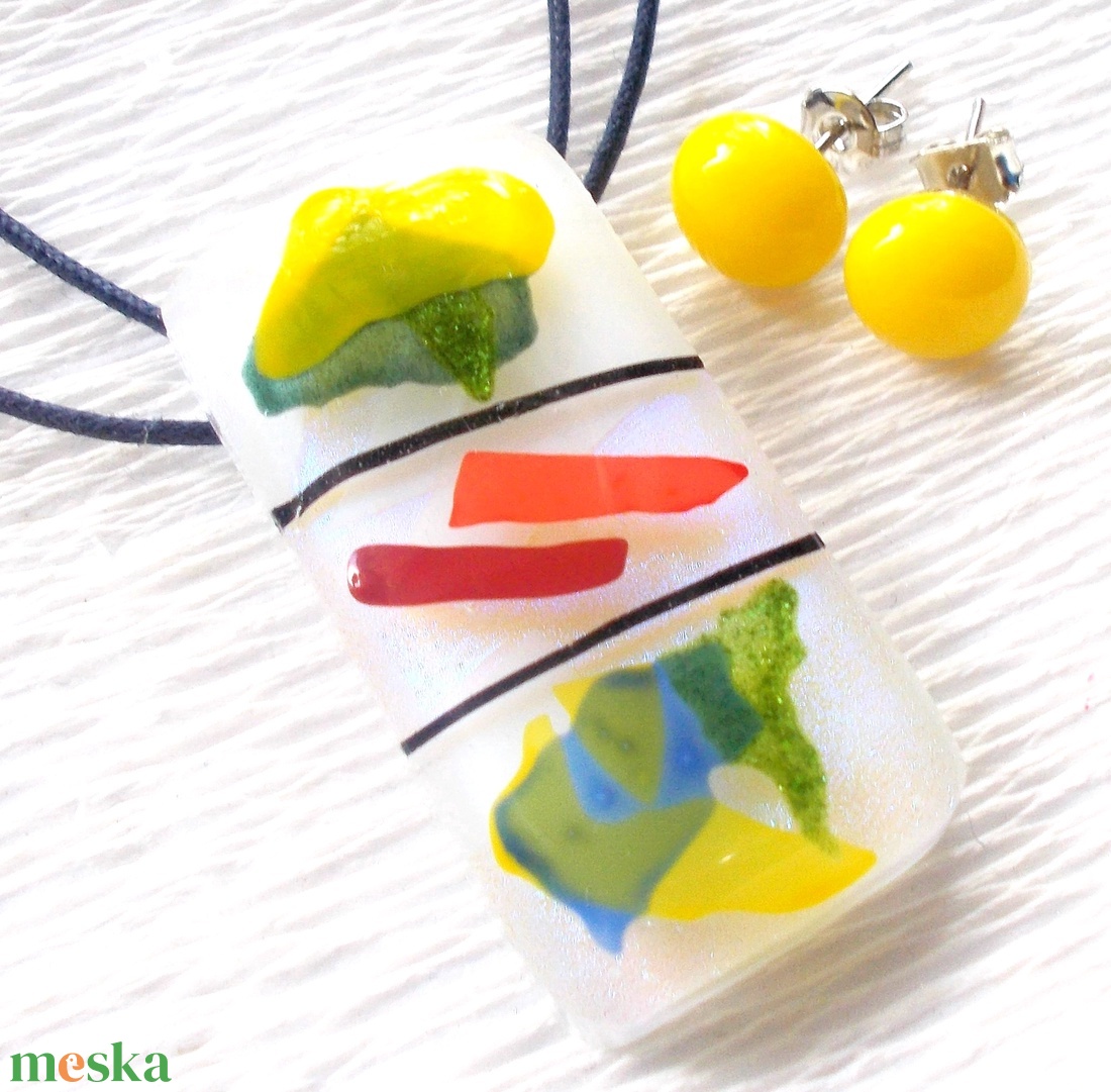 Színek és vonalak ékszerszett, ajándék nőknek, lányoknak, ballagásra, névnapra, születésnapra. - ékszer - ékszerszett - Meska.hu