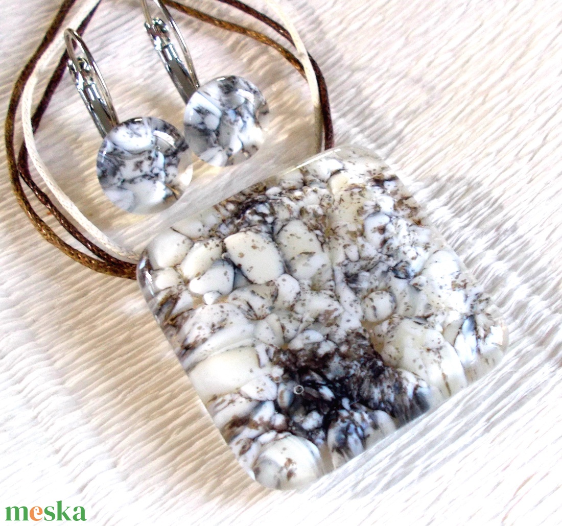 Kavics mintás üvegékszer szett, ajándék névnapra, születésnapra. - ékszer - ékszerszett - Meska.hu