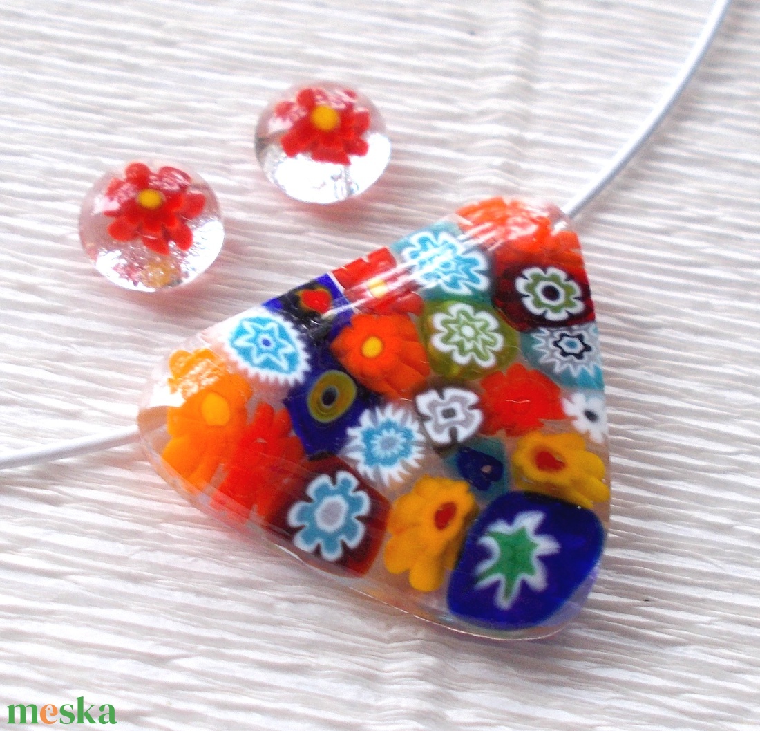 Virágoskert muránói ékszerszett , ajándék karácsonyra, névnapra, születésnapra. - ékszer - ékszerszett - Meska.hu