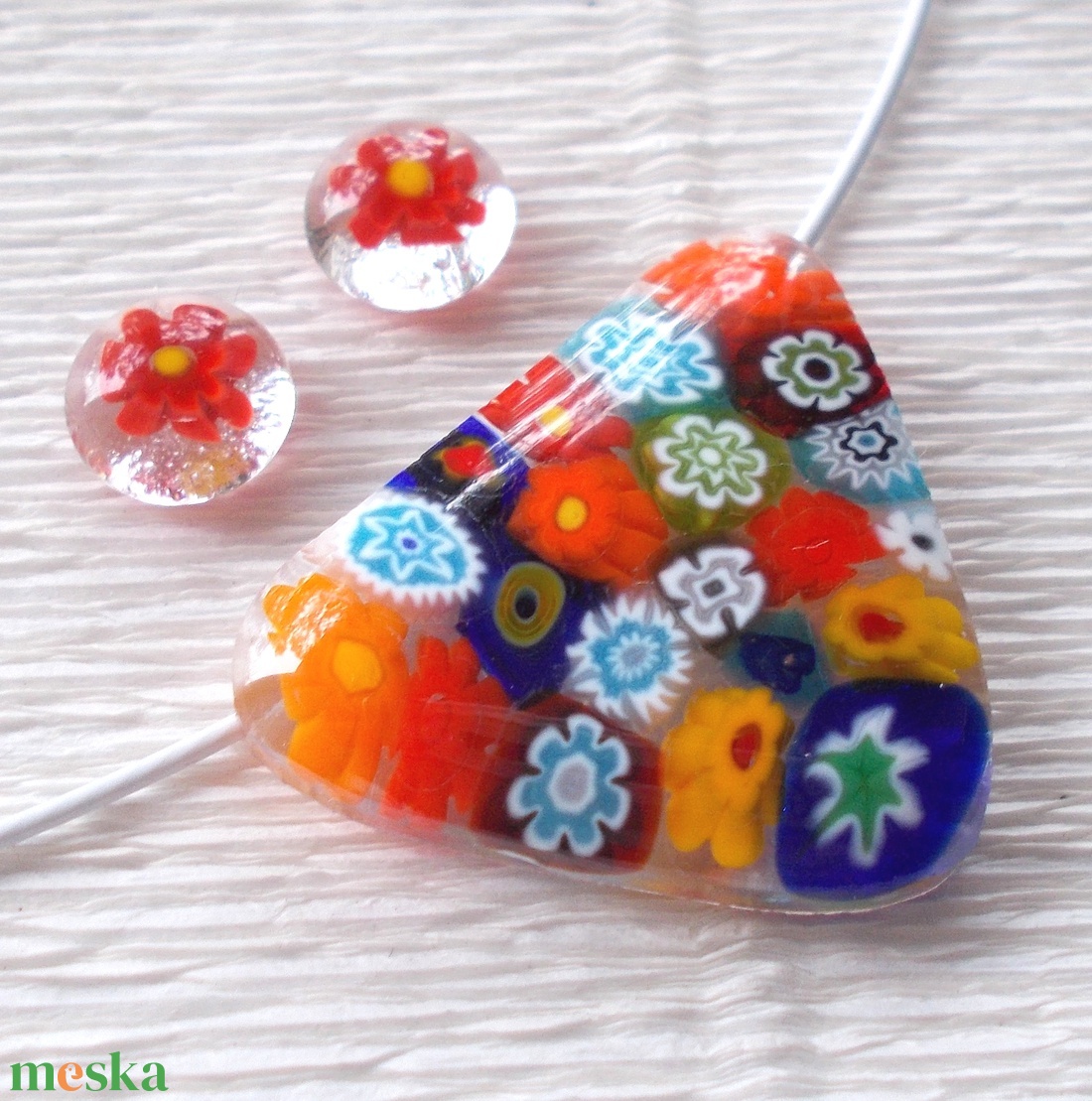 Virágoskert muránói ékszerszett , ajándék karácsonyra, névnapra, születésnapra. - ékszer - ékszerszett - Meska.hu