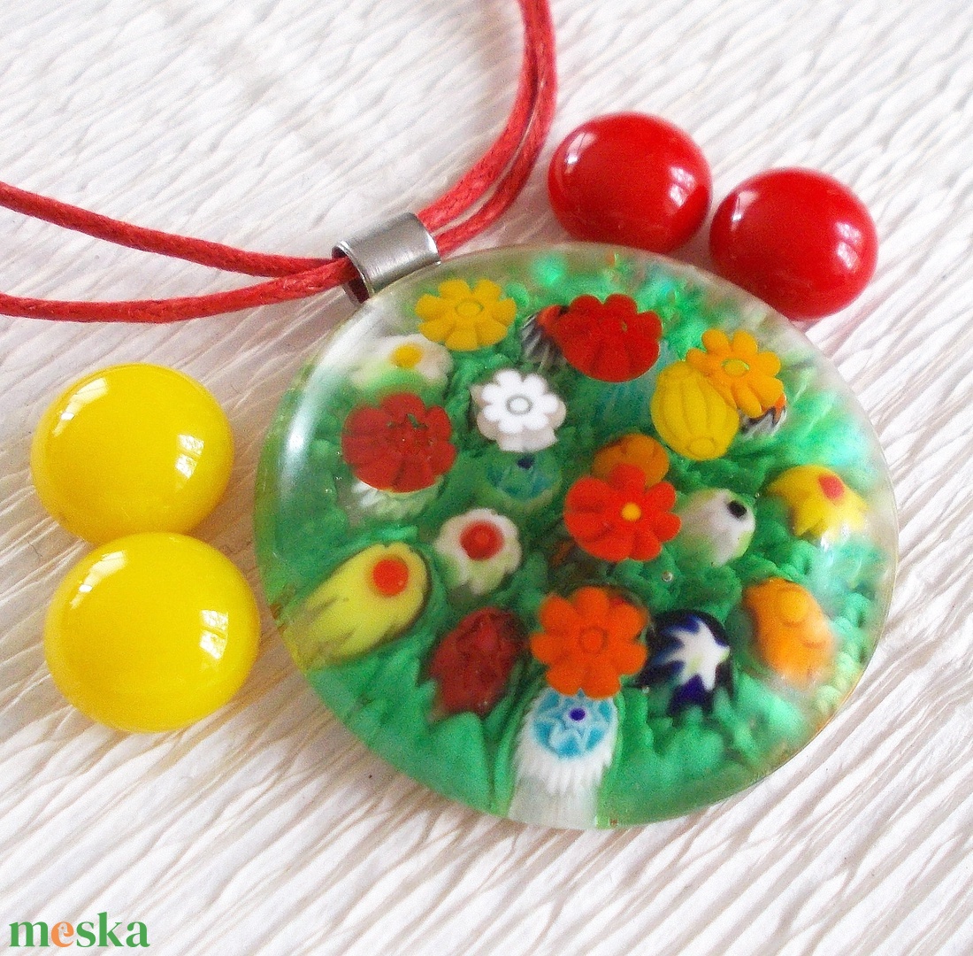 Virágos rét muránói ékszerszett , ajándék ballagásra, névnapra, születésnapra. - ékszer - ékszerszett - Meska.hu