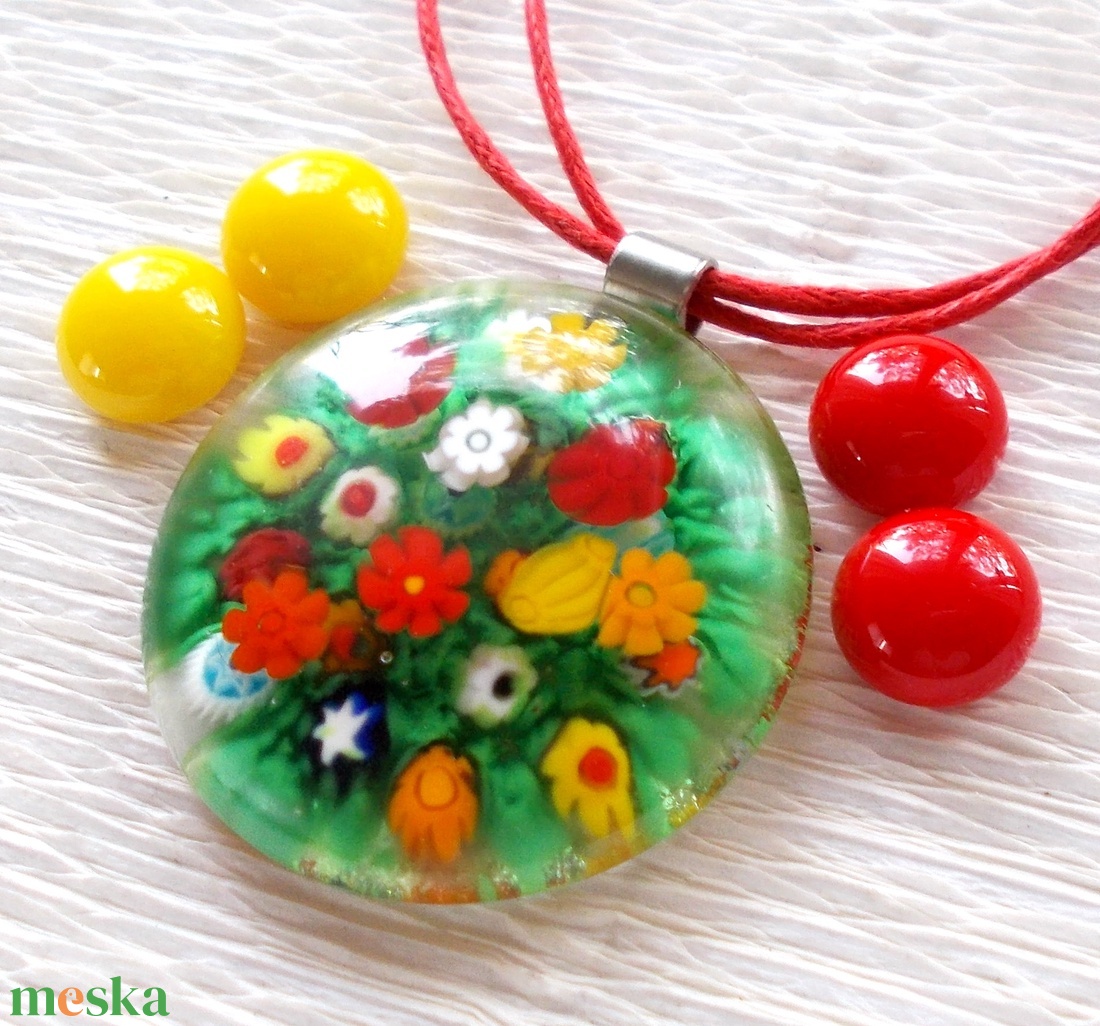 Virágos rét muránói ékszerszett , ajándék ballagásra, névnapra, születésnapra. - ékszer - ékszerszett - Meska.hu