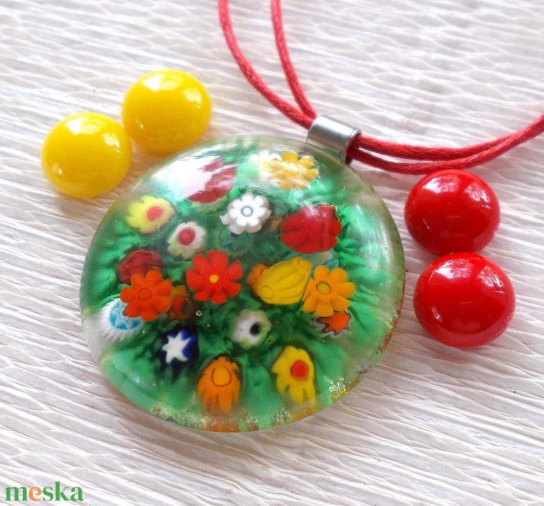 Virágos rét muránói ékszerszett , ajándék ballagásra, névnapra, születésnapra. - ékszer - ékszerszett - Meska.hu