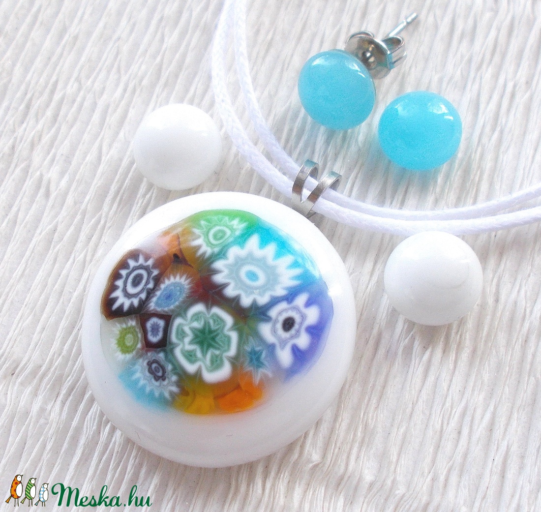 Mezei virágcsokor muránói ékszerszett , ajándék ballagásra, névnapra, születésnapra. -  - Meska.hu