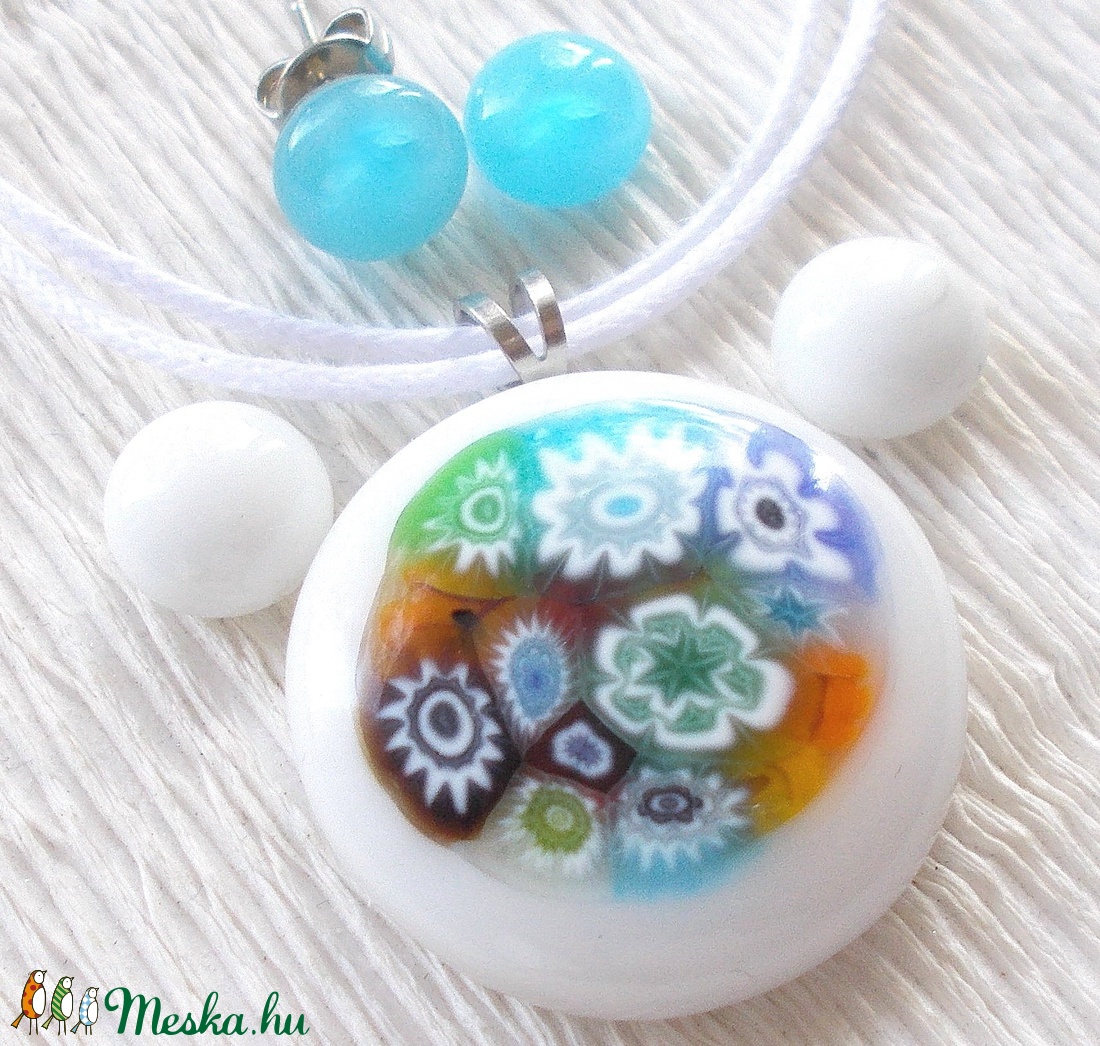 Mezei virágcsokor muránói ékszerszett , ajándék ballagásra, névnapra, születésnapra. -  - Meska.hu