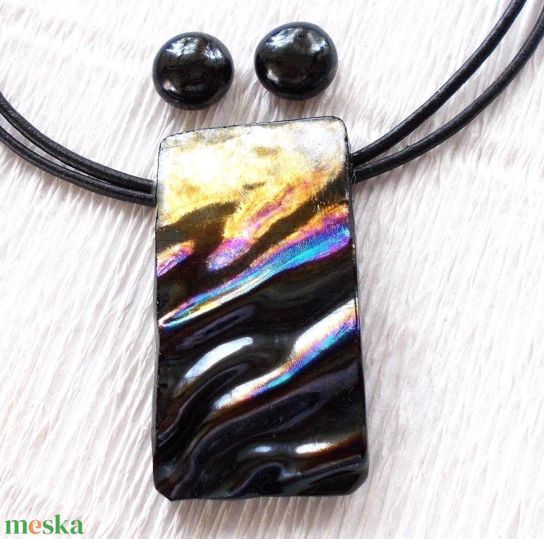 Bronzos szivárvány dichroic ékszer, ajándék névnapra, születésnapra. - ékszer - nyaklánc - medálos nyaklánc - Meska.hu