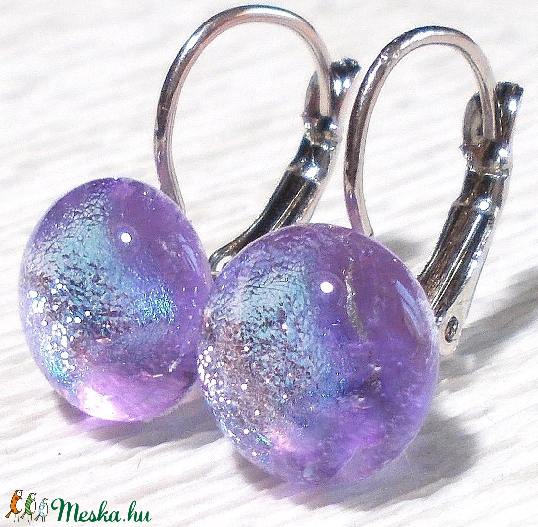 Dichroic levendula üveg fülbevaló, ajándék névnapra, születésnapra. - - Meska.hu Dichroic levendula üveg fülbevaló, ajándék névnapra, születésnapra. - - Meska.hu