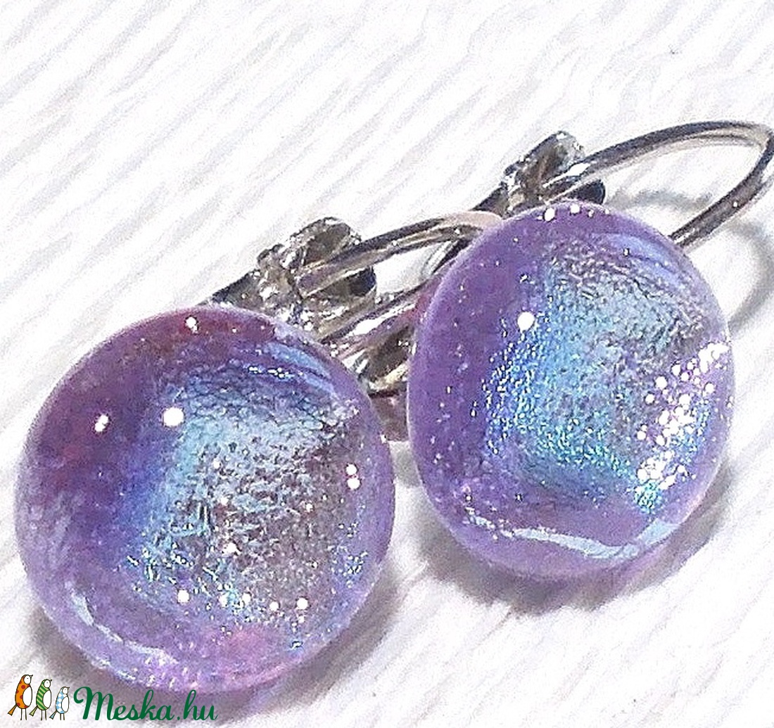 Dichroic levendula üveg fülbevaló, ajándék névnapra, születésnapra. - - Meska.hu Dichroic levendula üveg fülbevaló, ajándék névnapra, születésnapra. - - Meska.hu