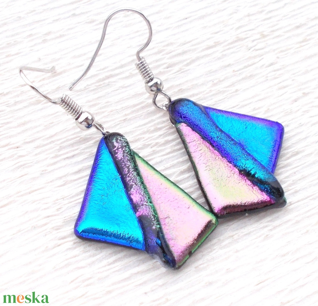 Dichroic duó trendi fülbevaló, ajándék névnapra, születésnapra. -  - Meska.hu