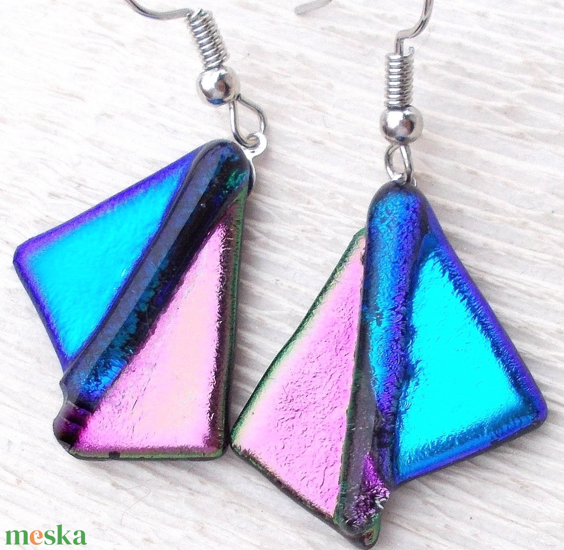 Dichroic duó trendi fülbevaló, ajándék névnapra, születésnapra. -  - Meska.hu