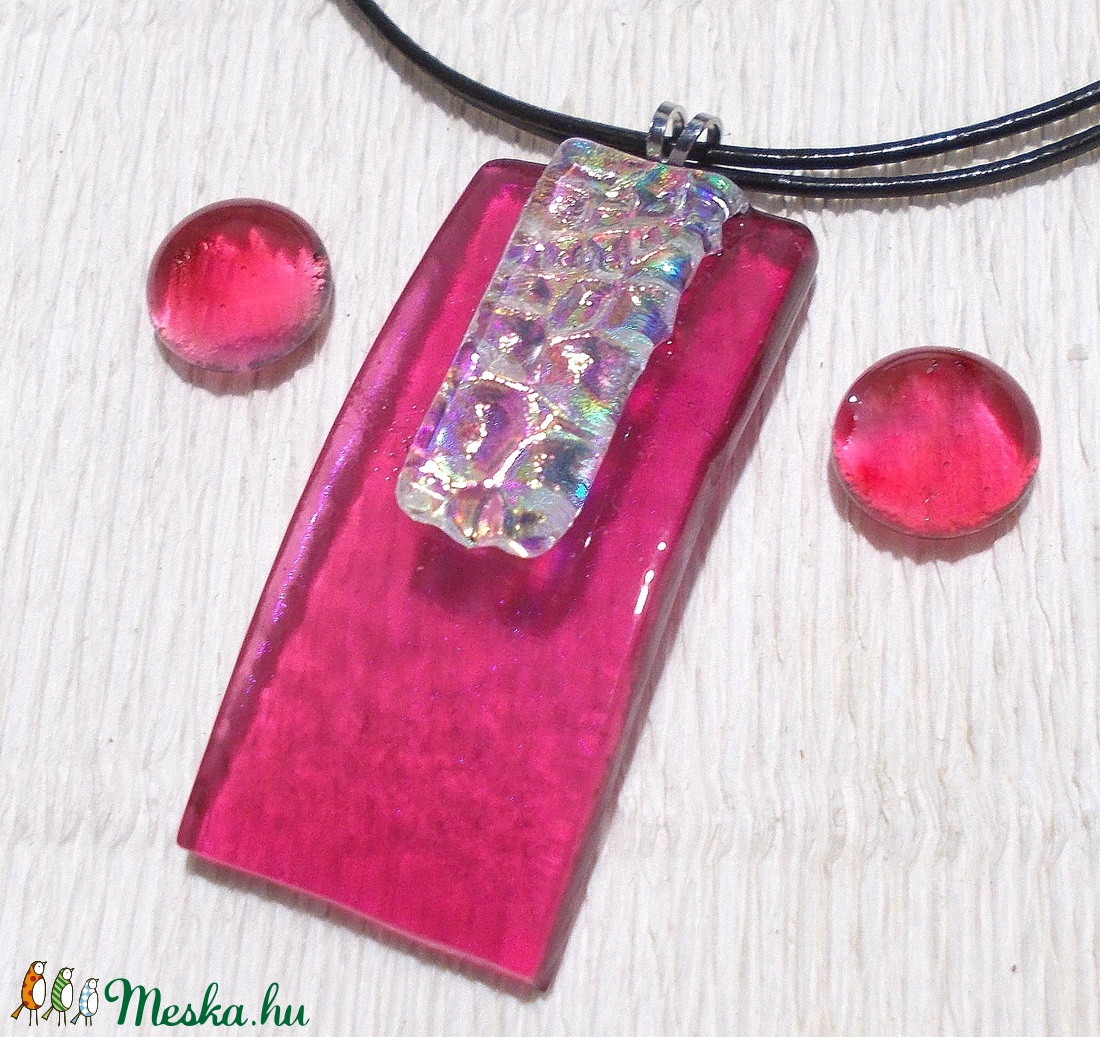 Szivárványos málna dichroic ékszerszett, ajándék névnapra, születésnapra. - - Meska.hu Szivárványos málna dichroic ékszerszett, ajándék névnapra, születésnapra. - - Meska.hu