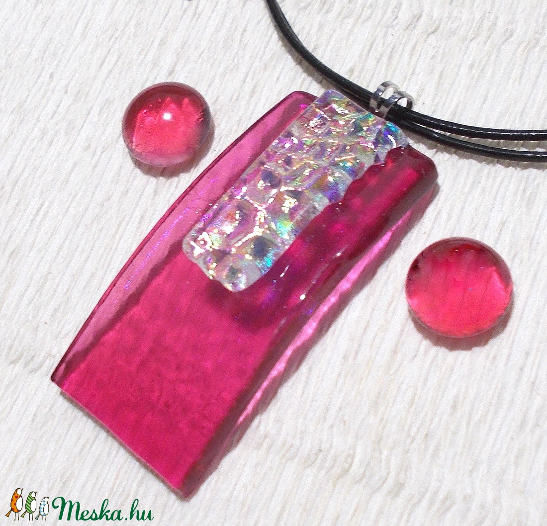 Szivárványos málna dichroic ékszerszett, ajándék névnapra, születésnapra. - - Meska.hu Szivárványos málna dichroic ékszerszett, ajándék névnapra, születésnapra. - - Meska.hu