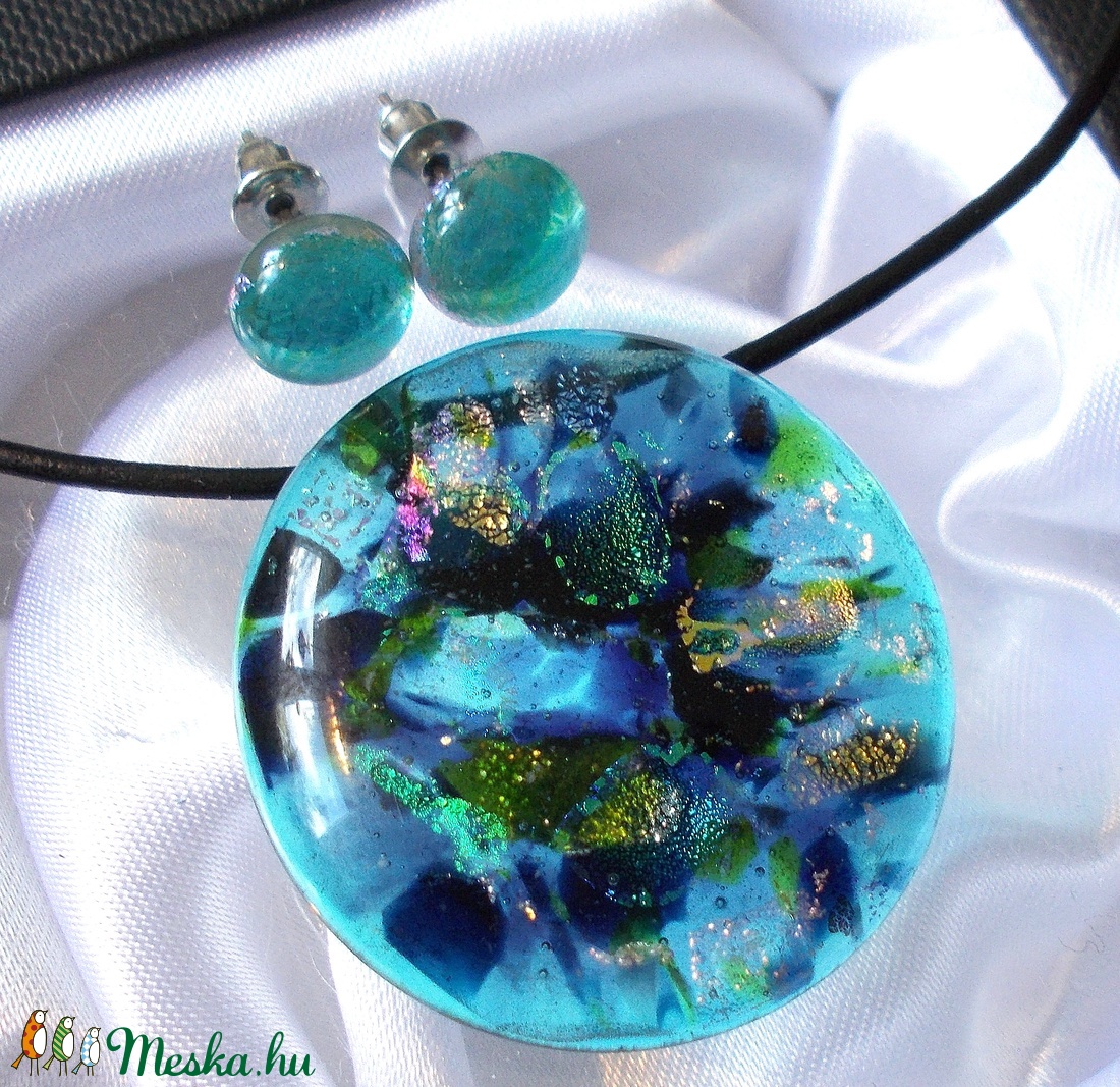 Tenger kincsei dichroic ékszerszett, ajándék mikulás csomagban. - - Meska.hu Tenger kincsei dichroic ékszerszett, ajándék mikulás csomagban. - - Meska.hu
