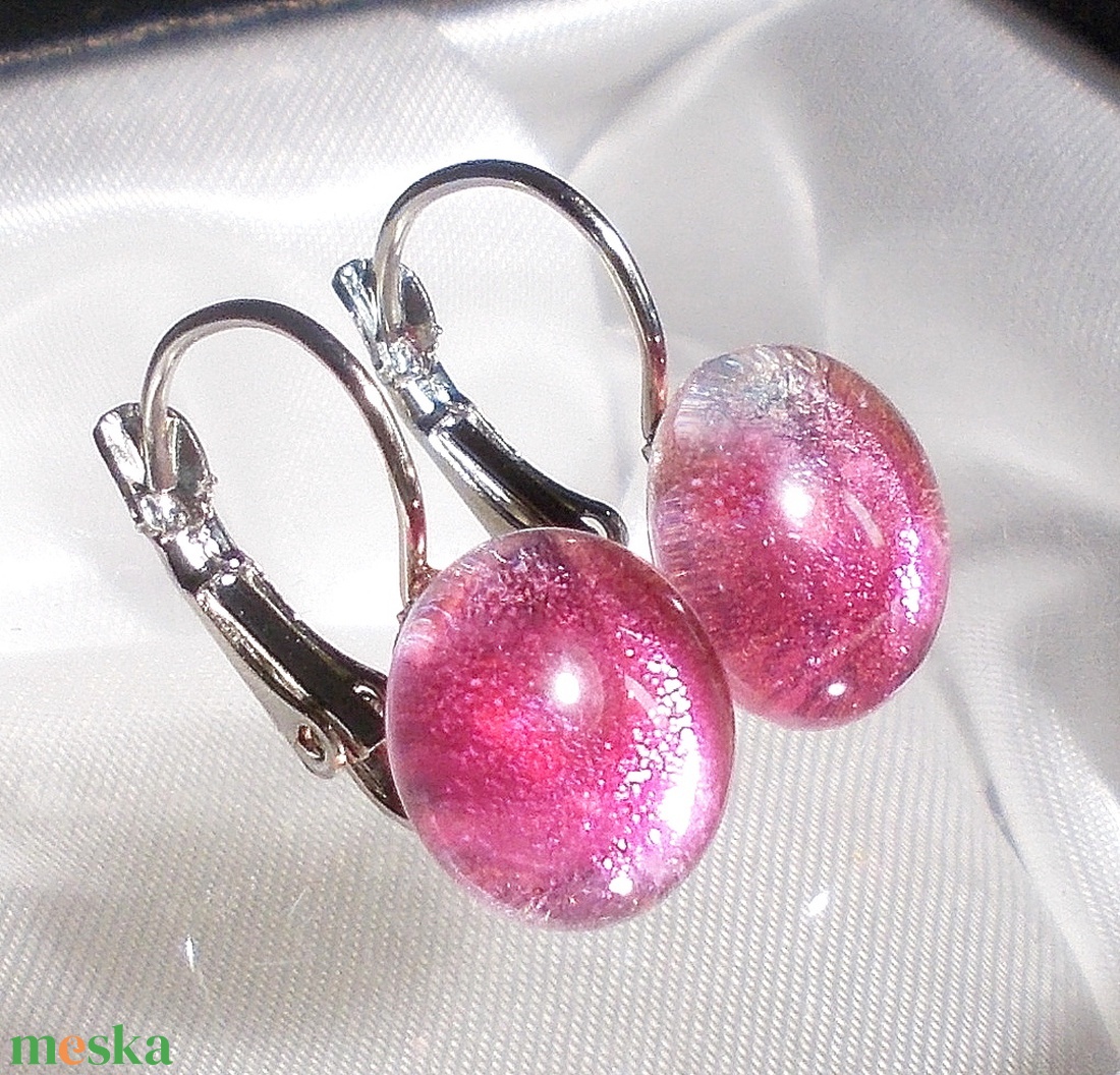 Ezüstös málna francia kapcsos fülbevaló, ajándék nőknek névnapra, születésnapra.  - ékszer - fülbevaló - lógó fülbevaló - Meska.hu