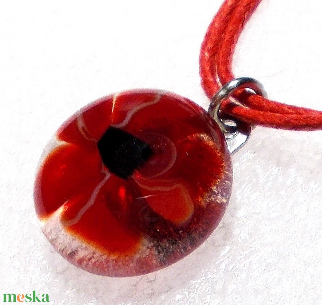 Pipacsos  kisméretű nyaklánc, nemesacél medáltarton.  - ékszer - nyaklánc - medálos nyaklánc - Meska.hu