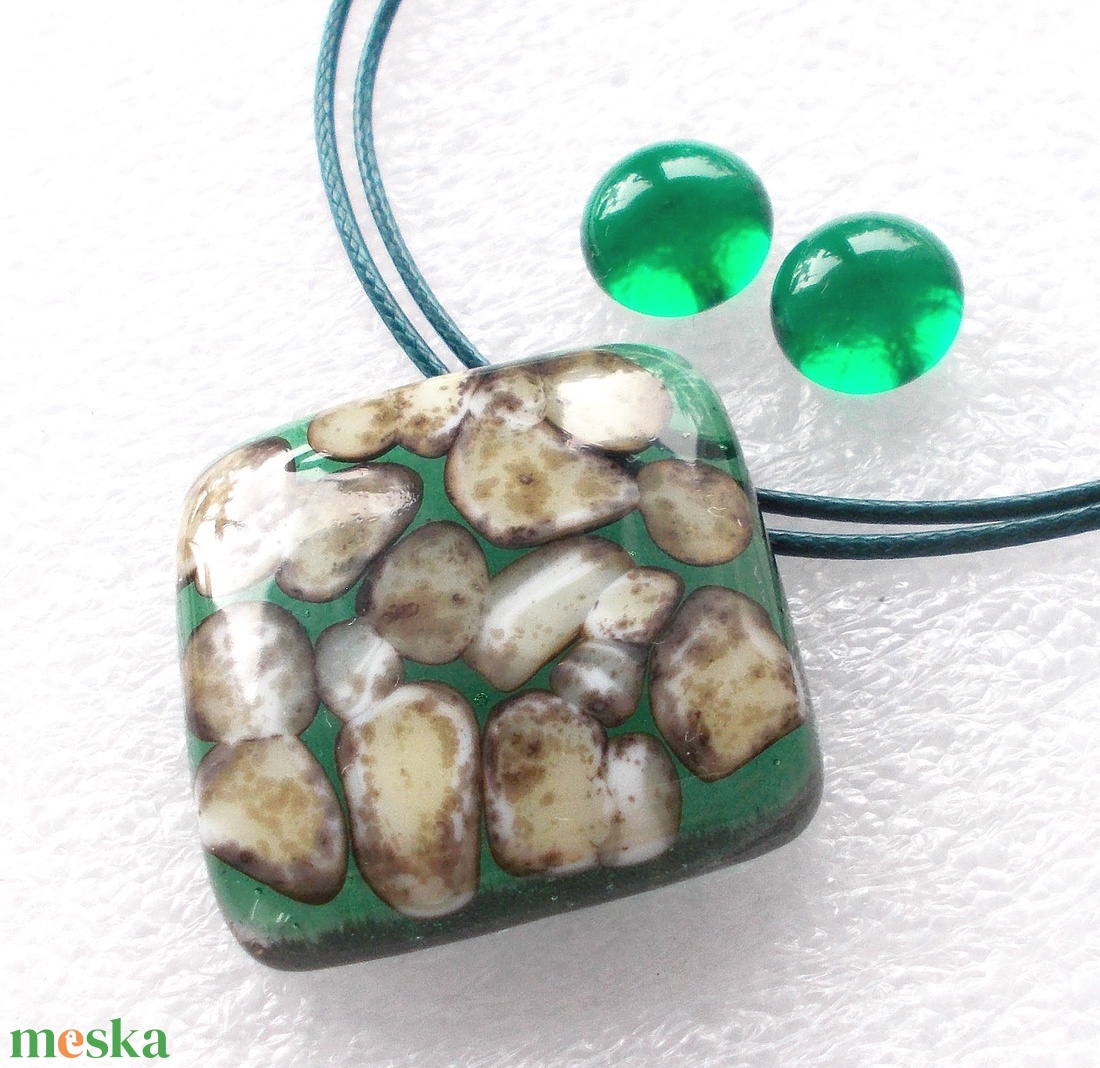 Kavicsmintás üvegékszer szett, ajándék névnapra, születésnapra. - ékszer - ékszerszett - Meska.hu