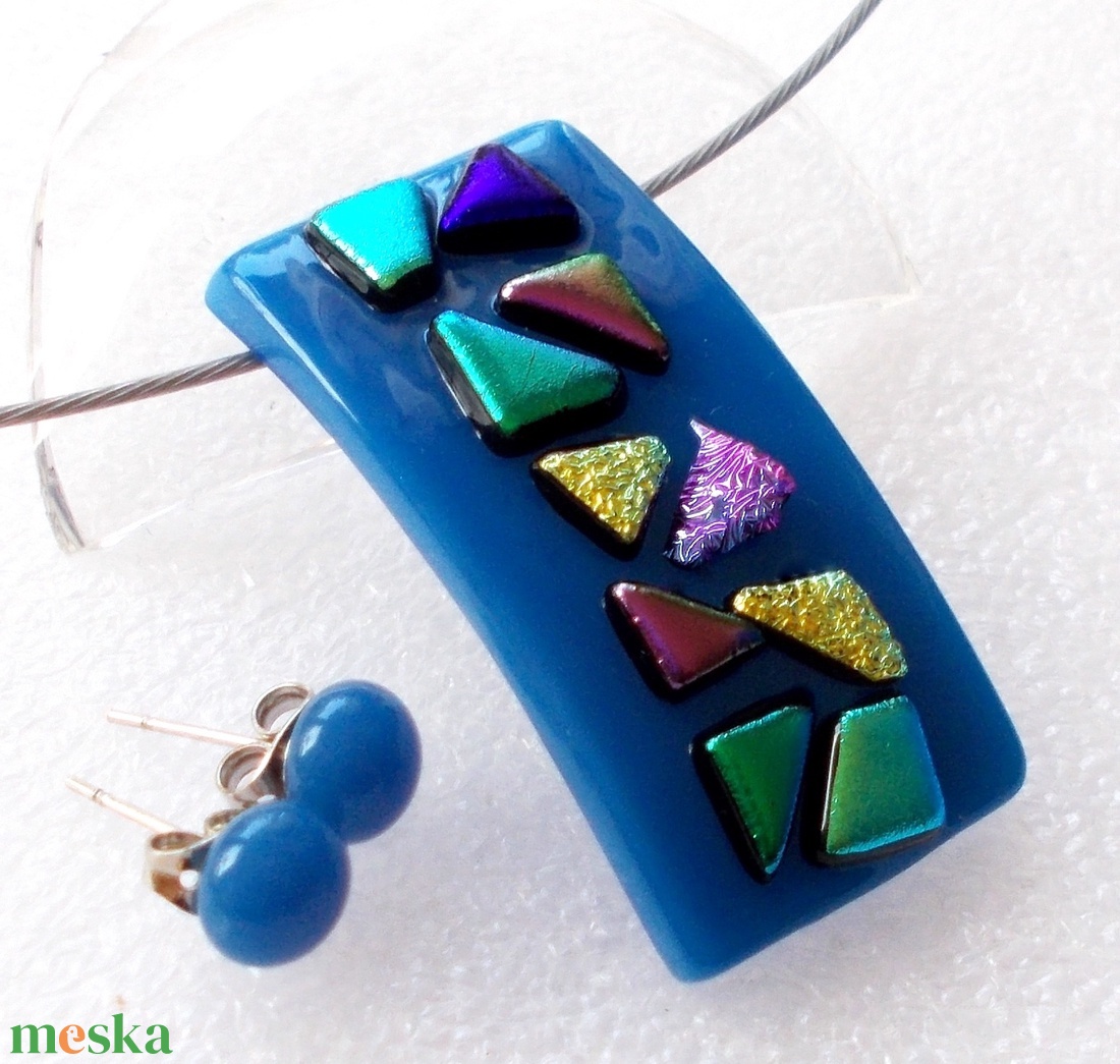 Szivárvány mozaik, üvegékszerszett, ajándék  lányoknak szalagavatóra, ballagásra, születésnapra, névnapra.  - ékszer - ékszerszett - Meska.hu