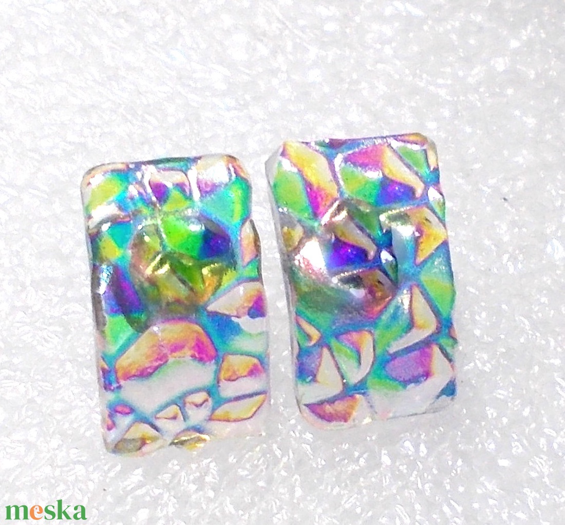 NEMESACÉL! Szivárvány trendi stiftes  fülbevaló, ajándék  névnapra, születésnapra. - ékszer - fülbevaló - lógó fülbevaló - Meska.hu