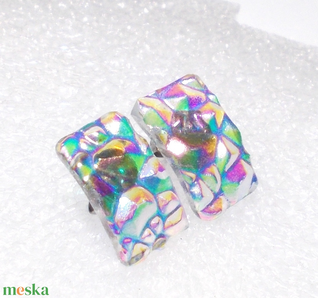 NEMESACÉL! Szivárvány trendi stiftes  fülbevaló, ajándék  névnapra, születésnapra. - ékszer - fülbevaló - lógó fülbevaló - Meska.hu