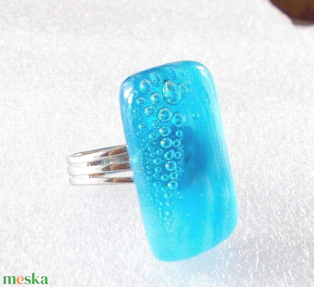 Gyöngyfelhő üveg gyűrű, ajándék  névnapra, születésnapra. - ékszer - gyűrű - szoliter gyűrű - Meska.hu