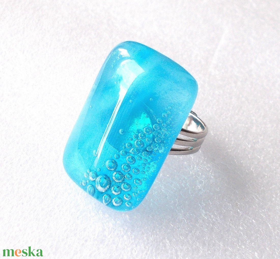 Gyöngyfelhő üveg gyűrű, ajándék  névnapra, születésnapra. - ékszer - gyűrű - szoliter gyűrű - Meska.hu