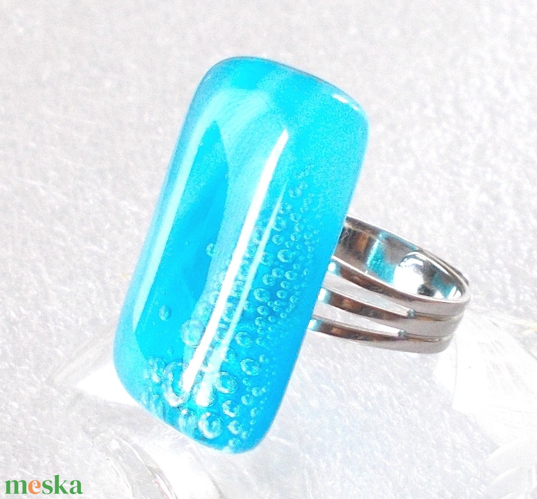 Gyöngyfelhő üveg gyűrű, ajándék  névnapra, születésnapra. - ékszer - gyűrű - szoliter gyűrű - Meska.hu