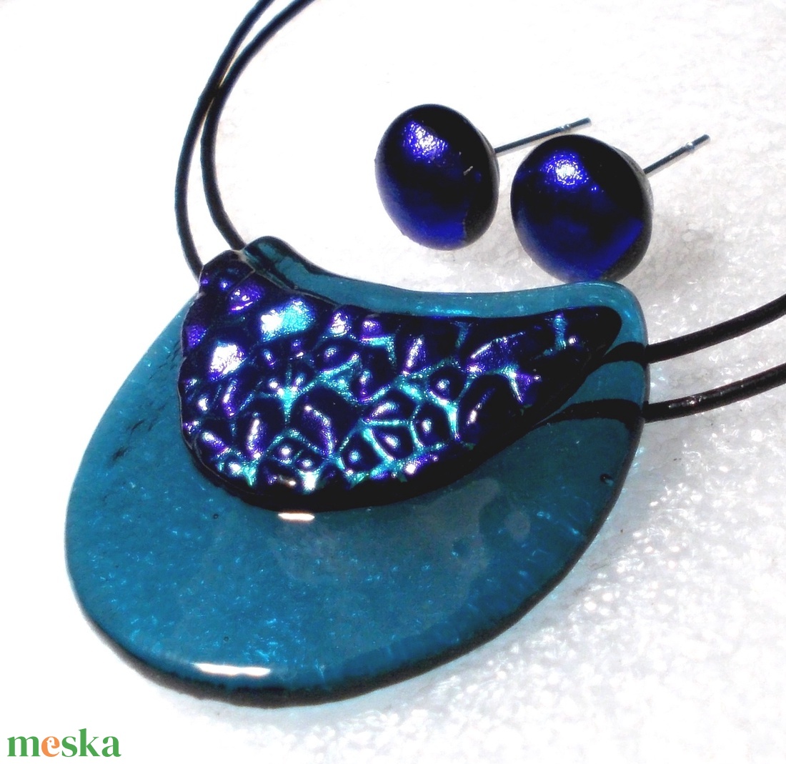 Kék-türkiz hajlított ékszerszett ajándék névnapra, születésnapra. - ékszer - ékszerszett - Meska.hu