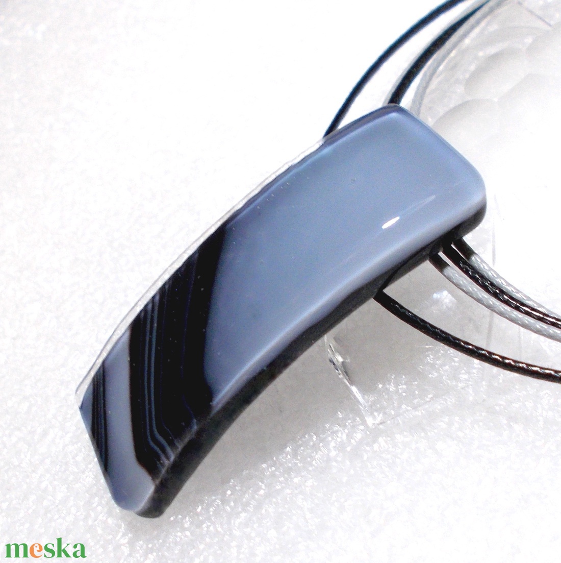 Szürke-fekete  nyaklánc, ajándék nőknek karácsonyra, névnapra, születésnapra. - ékszer - nyaklánc - medálos nyaklánc - Meska.hu