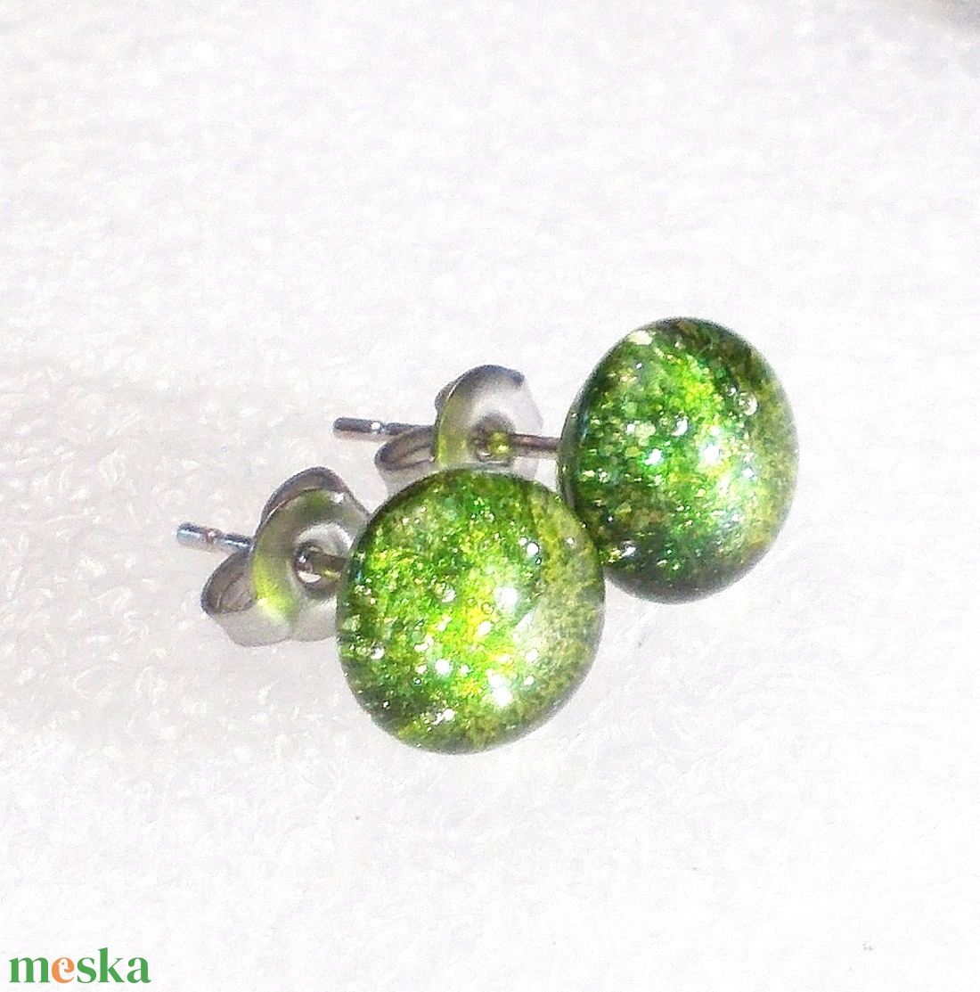 ORVOSI FÉM!  Arany moha aventurin fülbevaló, ajándék  ballagásra, névnapra, születésnapra. - ékszer - fülbevaló - pötty fülbevaló - Meska.hu