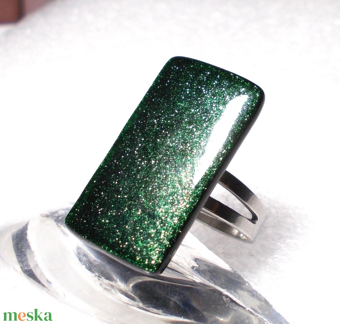 AKCIÓ!  Aventurinfény  elegáns gyűrű  , ajándék karácsonyra, névnapra, születésnapra. - ékszer - ékszerszett - Meska.hu