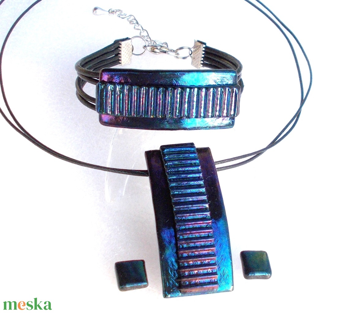 Kék metál ékszerszett, ajándék névnapra születésnapra. - ékszer - ékszerszett - Meska.hu