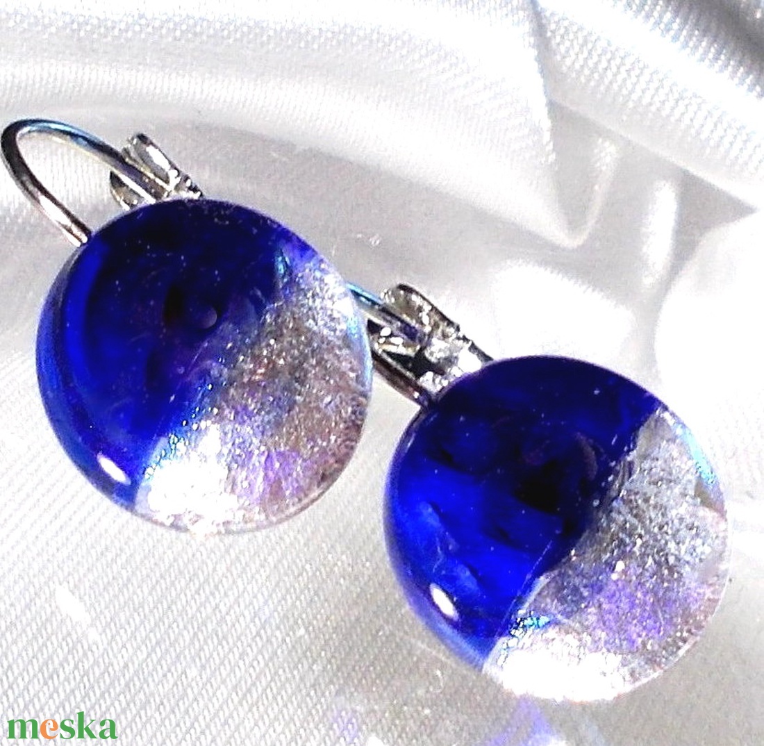 NEMESACÉL!  Havas kék kapcsos fülbevaló, ajándék nőknek névnapra, születésnapra.  - ékszer - fülbevaló - lógó fülbevaló - Meska.hu