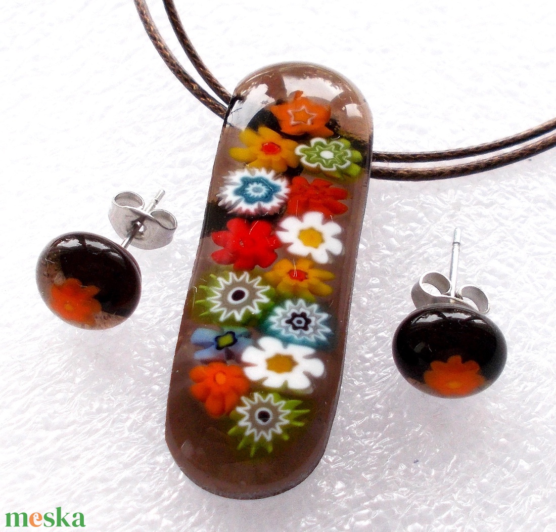 AKCIÓ! Virágok bronzban, nyaklánc és fülbevaló, ajándék  ballagásra, névnapra, születésnapra. - ékszer - ékszerszett - Meska.hu