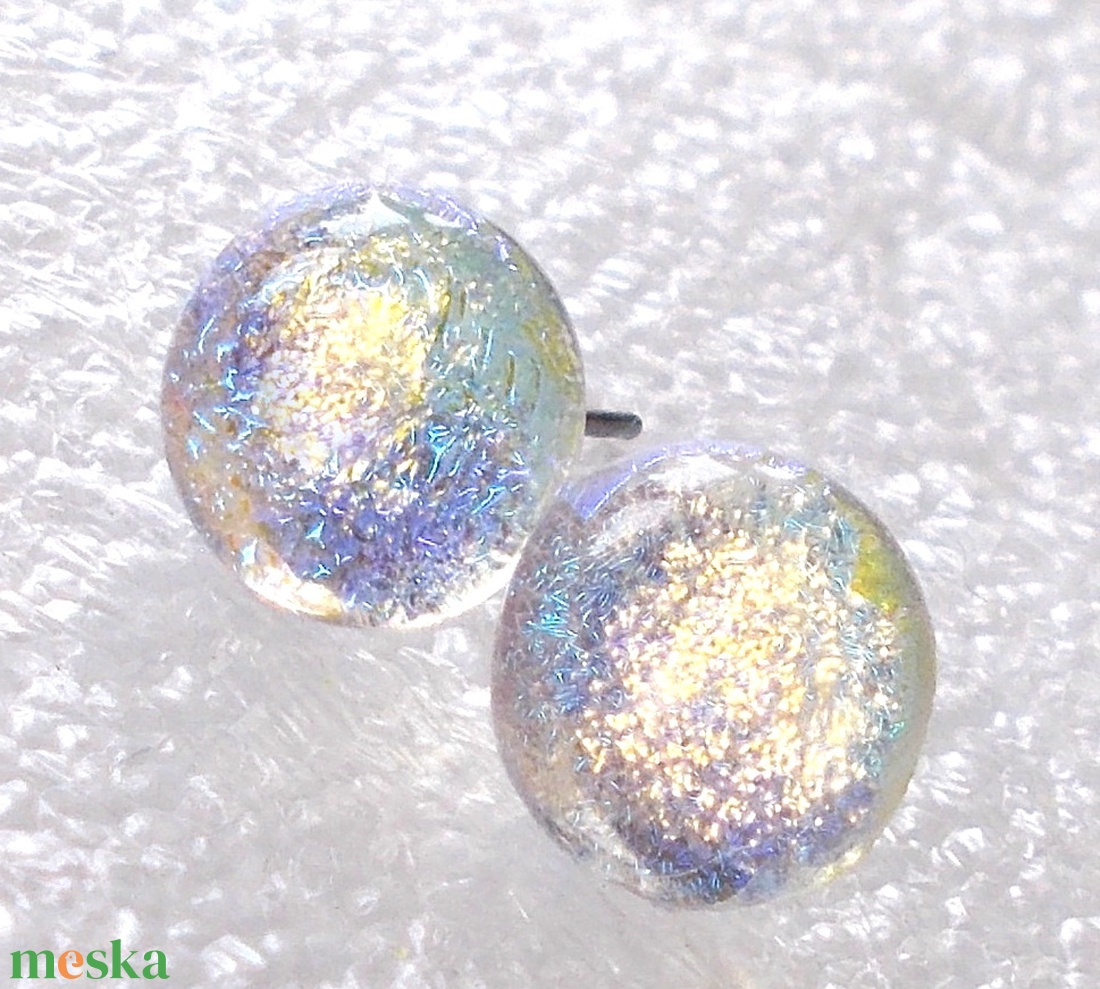 ORVOSI FÉM! Holdfény szivárvány  stiftes  fülbevaló, ajándék  névnapra, születésnapra. - ékszer - fülbevaló - pötty fülbevaló - Meska.hu