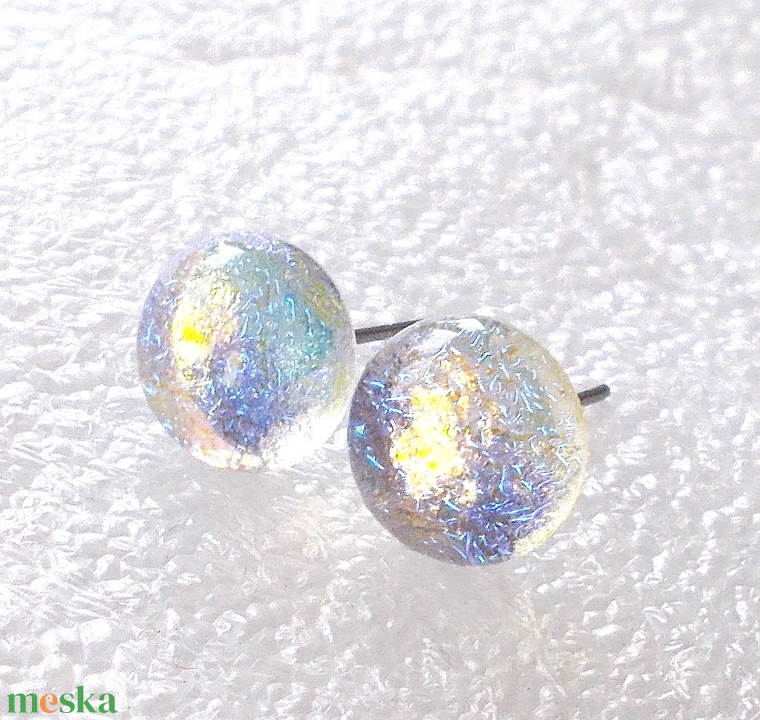 ORVOSI FÉM! Holdfény szivárvány  stiftes  fülbevaló, ajándék  névnapra, születésnapra. - ékszer - fülbevaló - pötty fülbevaló - Meska.hu