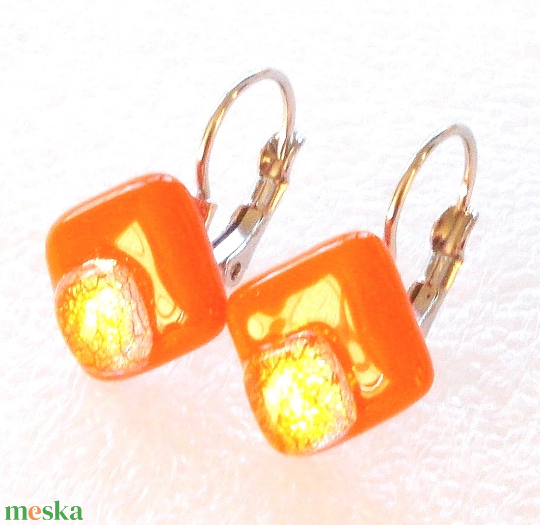 NEMESACÁL! Aranyló narancs fülbevaló  ajándék nőknek, lányoknak, ballagásra, névnapra, születésnapra. - ékszer - fülbevaló - lógó fülbevaló - Meska.hu
