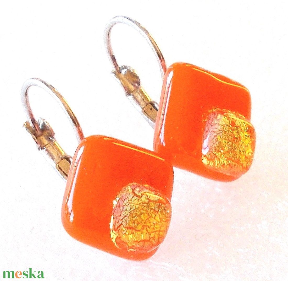 NEMESACÁL! Aranyló narancs fülbevaló  ajándék nőknek, lányoknak, ballagásra, névnapra, születésnapra. - ékszer - fülbevaló - lógó fülbevaló - Meska.hu