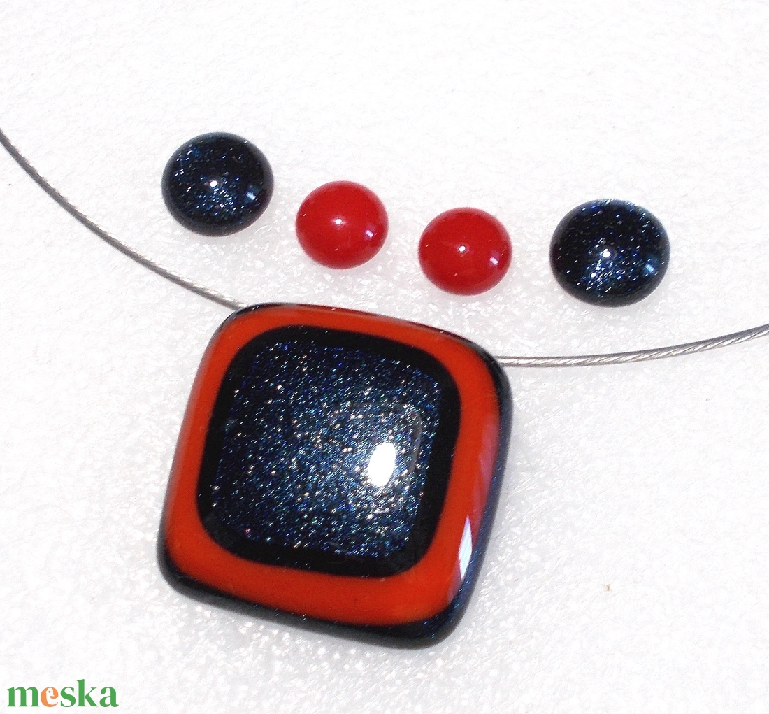 Piros_kék ékszerszett, ajándék névnapra, születésnapra. - ékszer - ékszerszett - Meska.hu