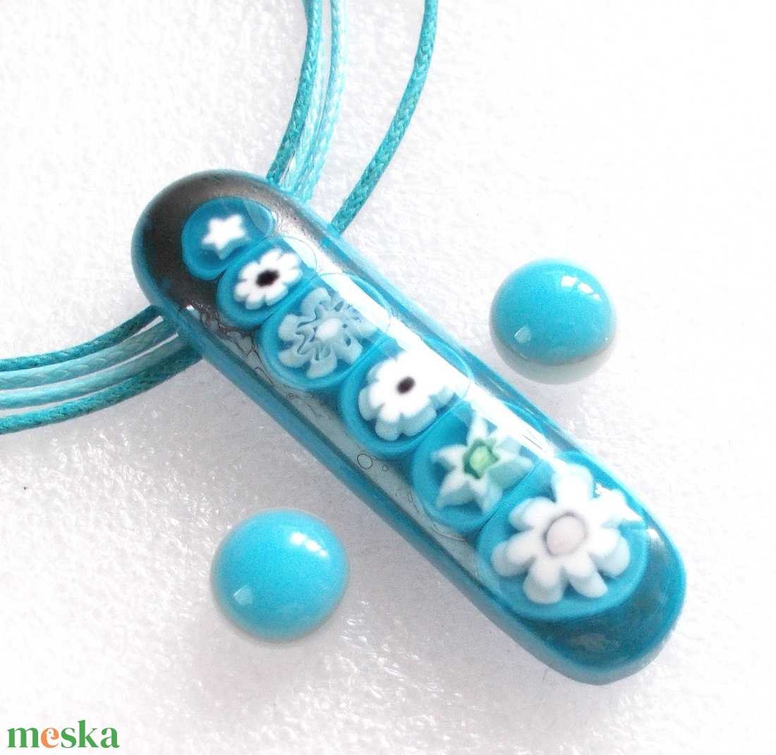 AKCIÓ! Türkiz virágos ékszerszett, nyaklánc és fülbevaló, ajándék  ballagásra, névnapra, születésnapra. - ékszer - ékszerszett - Meska.hu