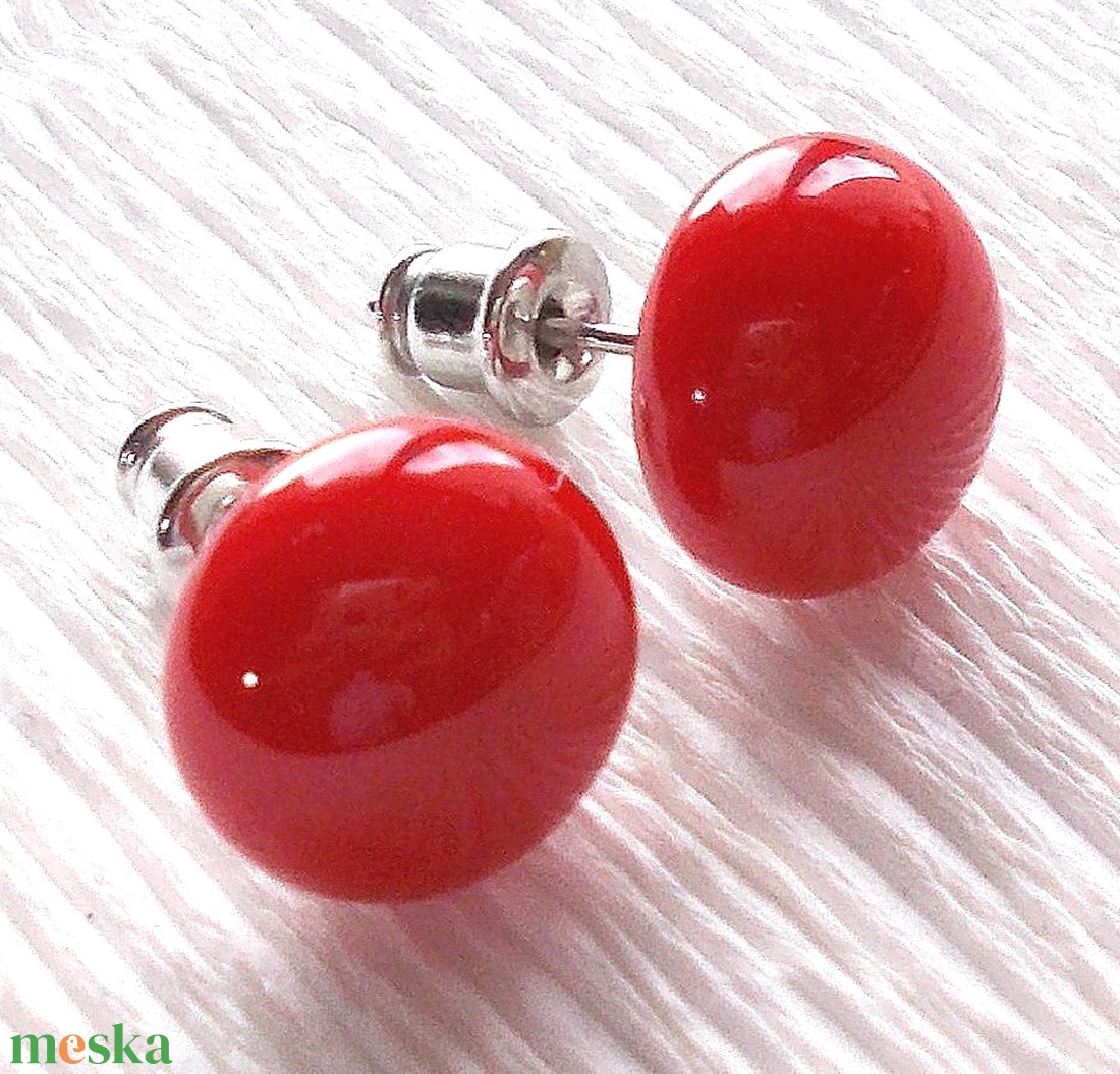 Bronzos-piros nyaklánc ajándék fülbevalóval.  - ékszer - nyaklánc - medálos nyaklánc - Meska.hu