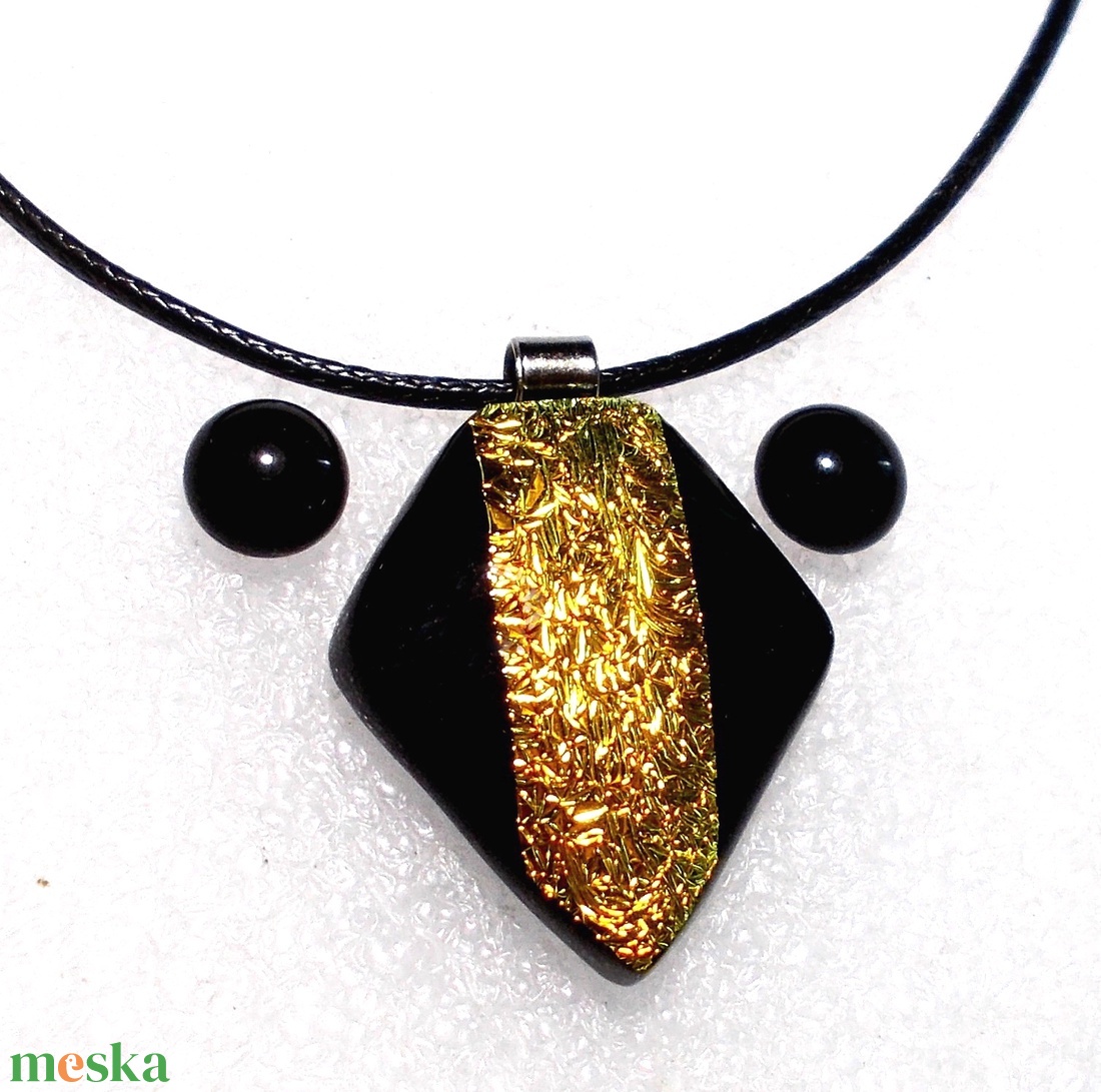 Fekete-arany ékszerszett, ajándék  ballagásra, névnapra, születésnapra. - ékszer - ékszerszett - Meska.hu