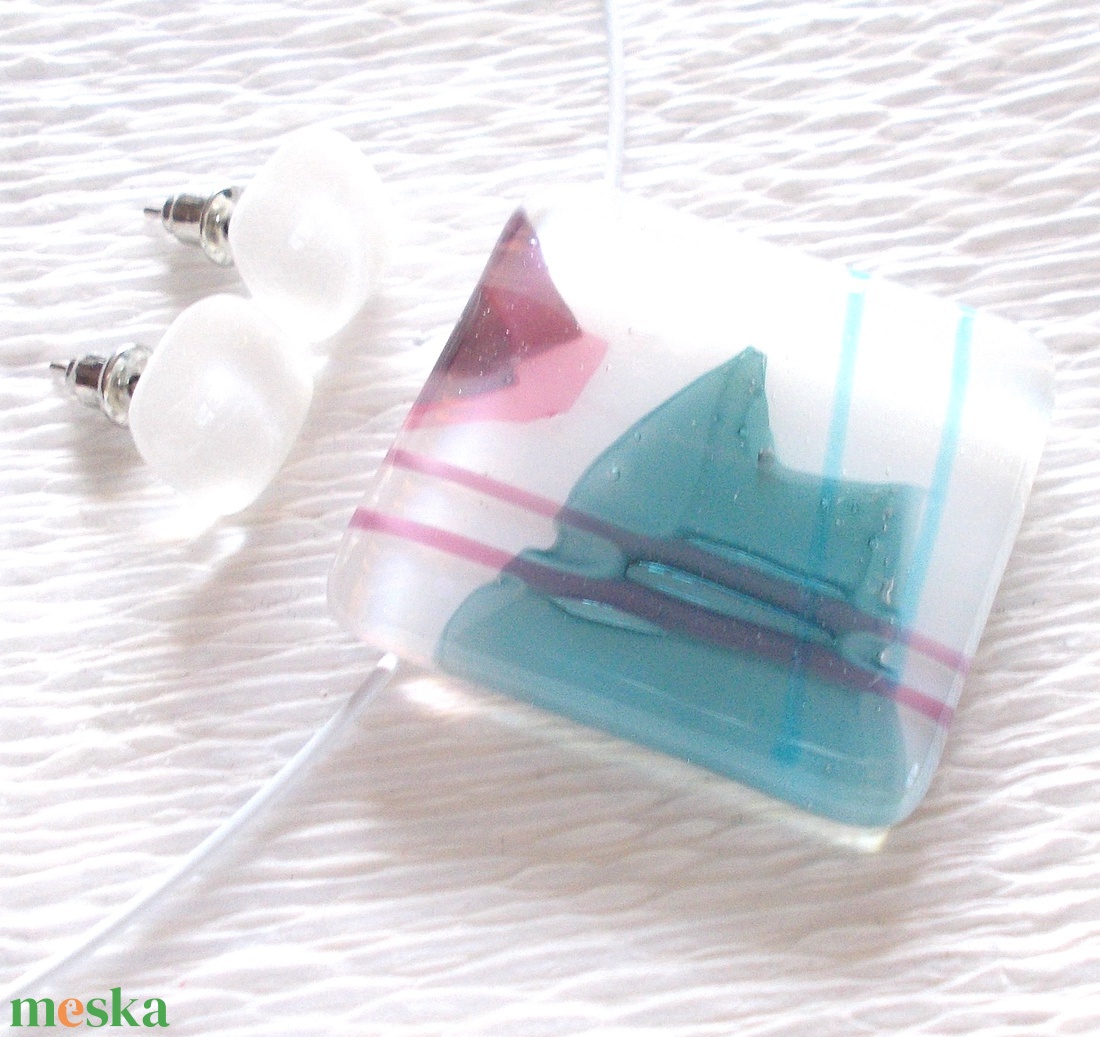 Hortenzia üvegékszer szett, ajándék nőknek névnapra, születésnapra. - ékszer - ékszerszett - Meska.hu