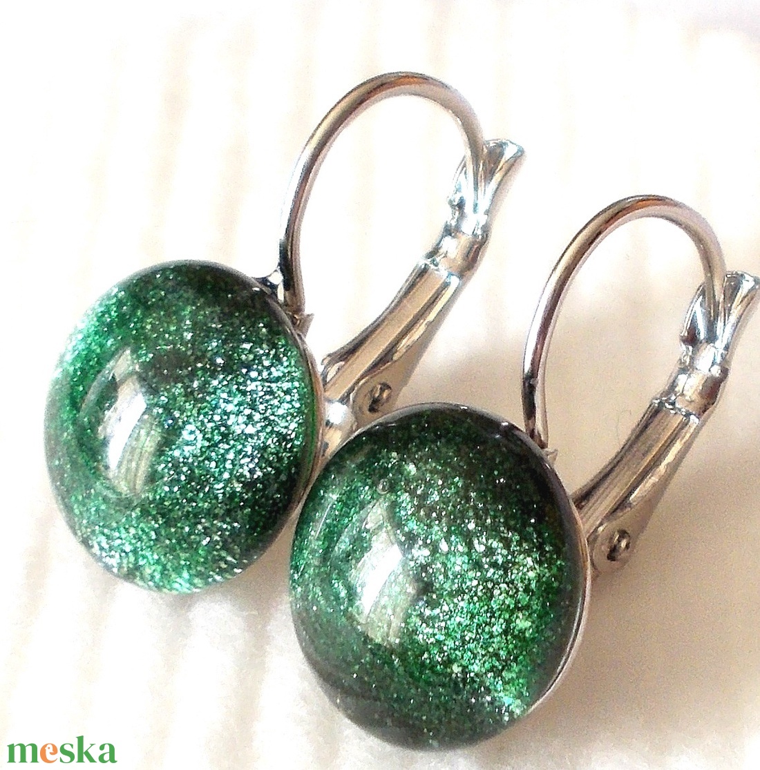 NEMESACÉL! Smaragd aventurin fülbevaló  , ajándék  ballagásra, névnapra, születésnapra. - ékszer - fülbevaló - lógó fülbevaló - Meska.hu