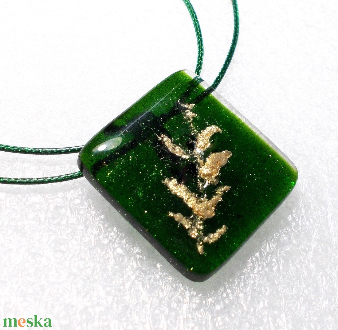 AKCIÓ! Arany fenyő üvegékszer , ajándék nőknek névnapra, születésnapra karácsonyra. - ékszer - ékszerszett - Meska.hu