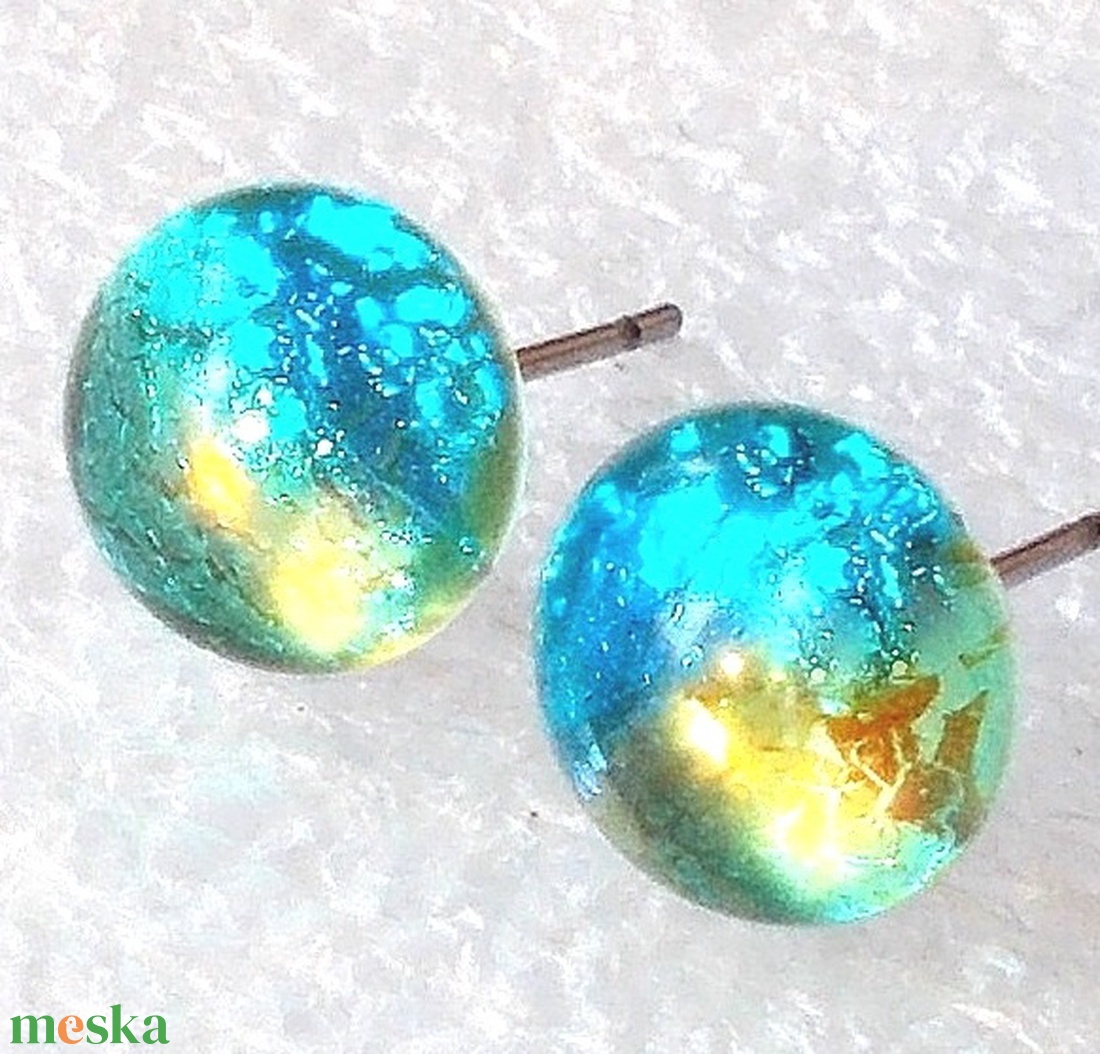 NEMESACÉL! Égi tünemény stiftes üveg fülbevaló  , ajándék  névnapra, születésnapra. - ékszer - fülbevaló - pötty fülbevaló - Meska.hu